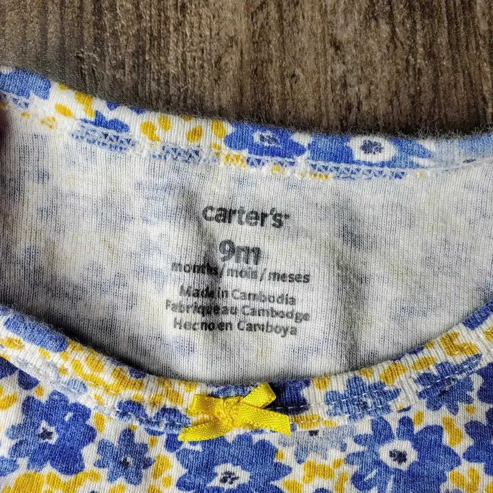 Carter's Baby Girl Blue and Yellow Floral Top Bodysuit 100% Cotton Size 9M NWOT